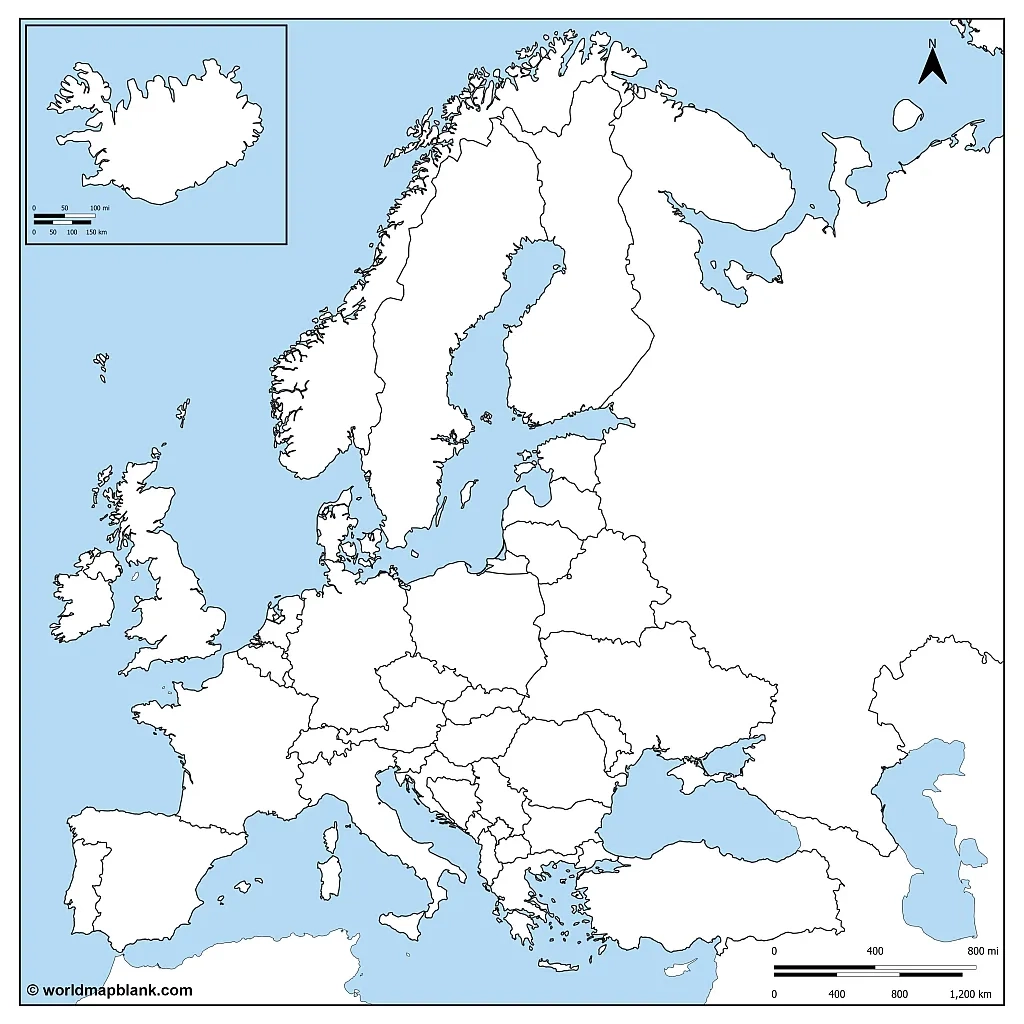 Blank European Map Printable