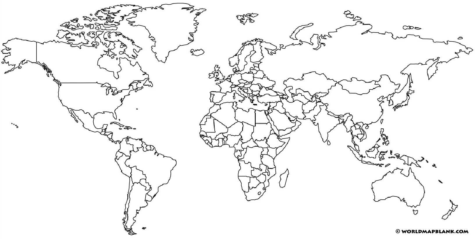 Printable Blank World Map Outline Countries Image PDF 