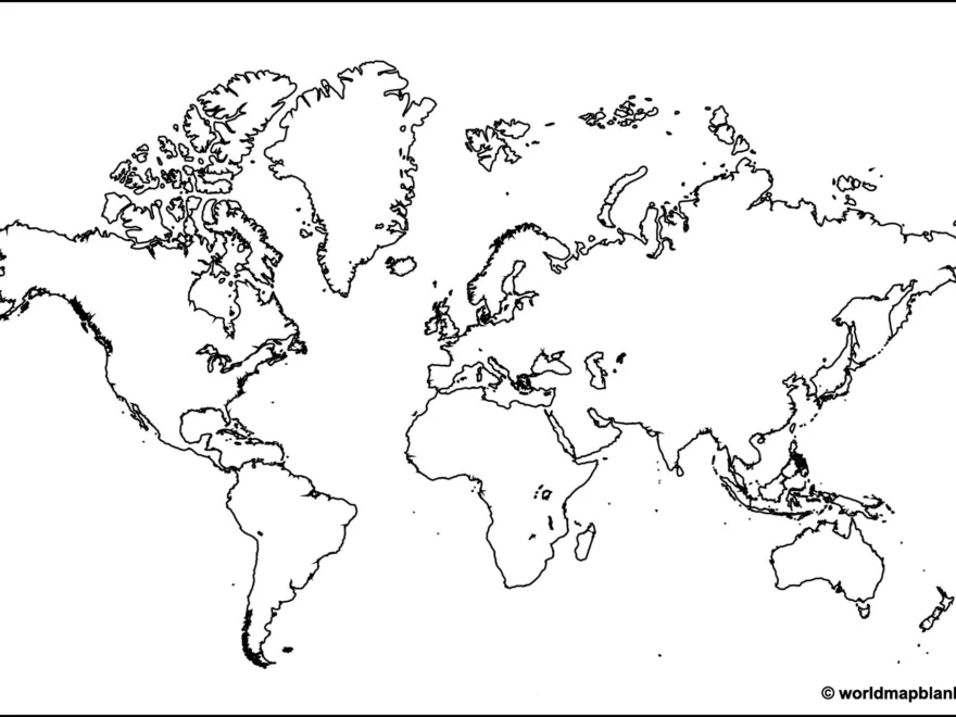 Printable Blank World Map Outline Countries Image PDF