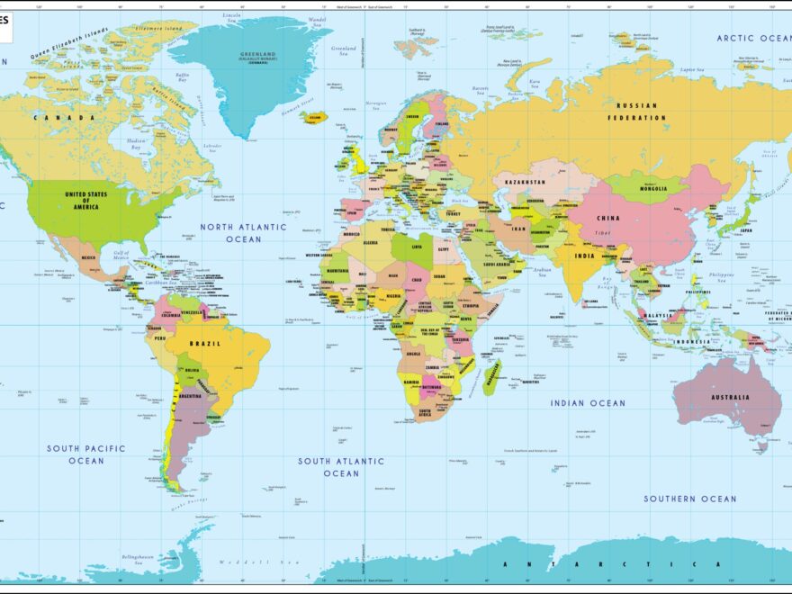 Printable Blank World Map With Countries Capitals PDF