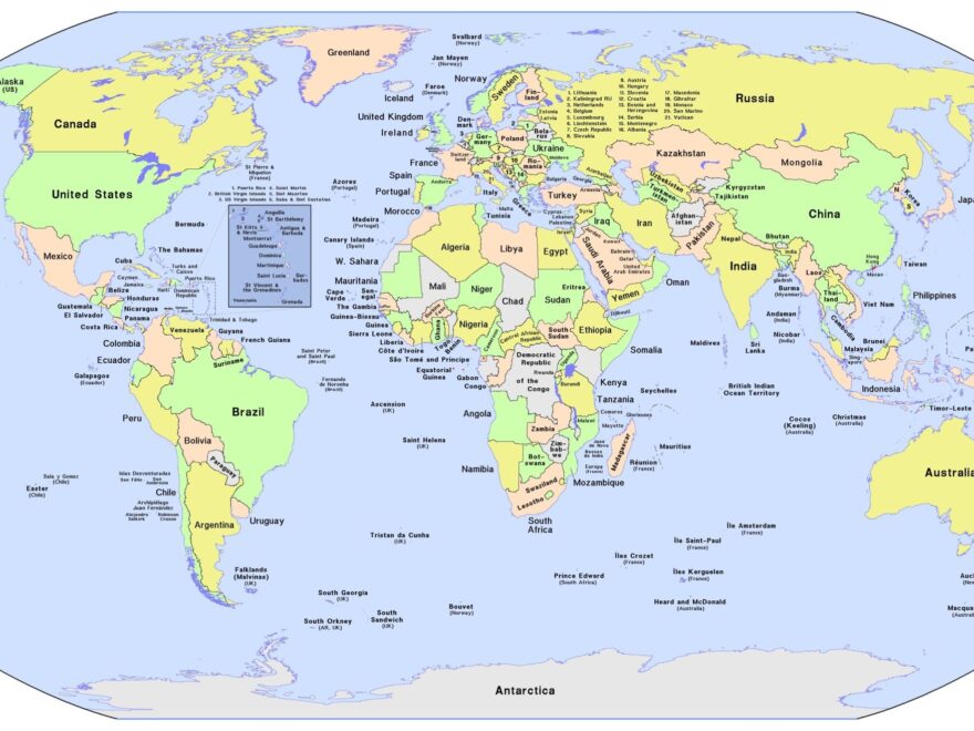 Printable Blank World Map With Countries Capitals PDF