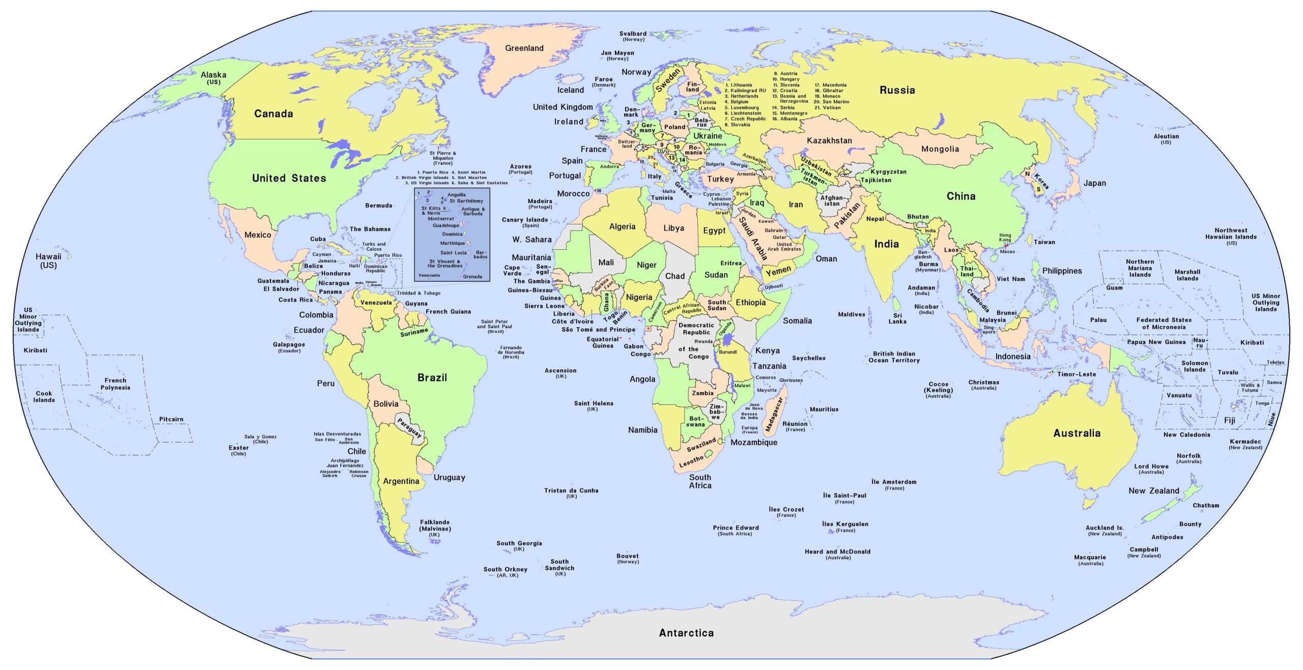 Printable Blank World Map With Countries Capitals PDF 