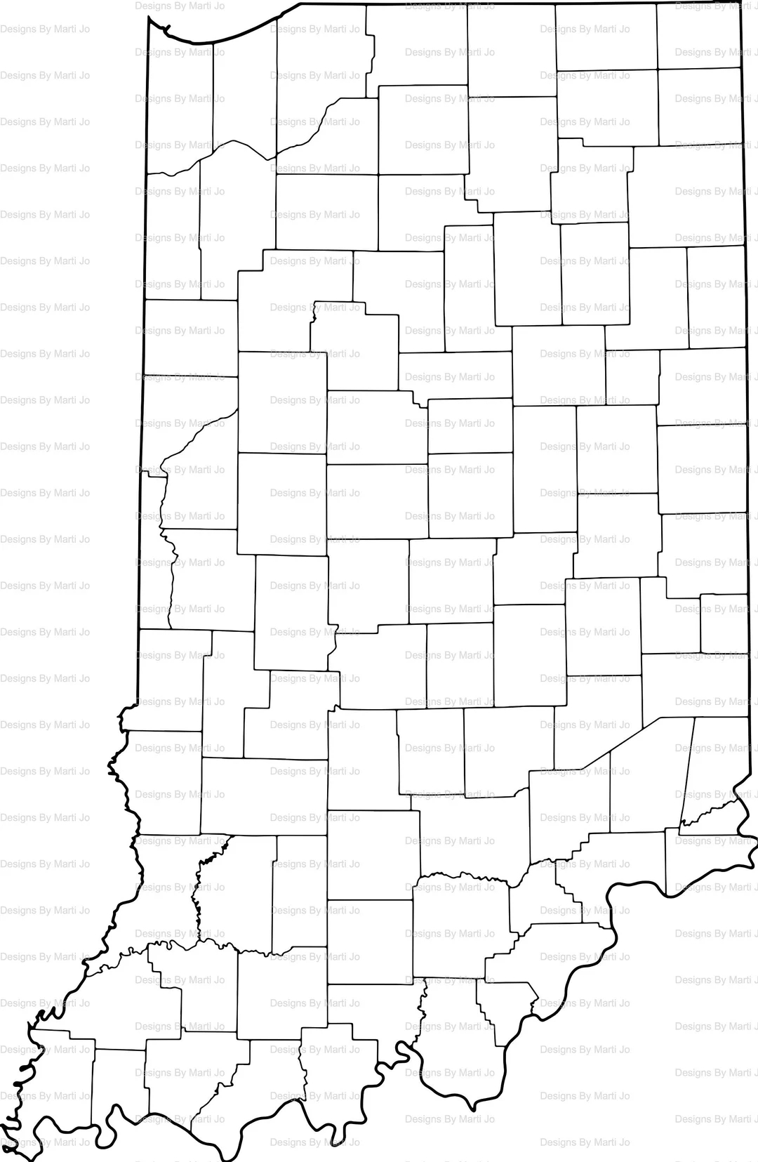Printable Indiana Map Printable IN County Map Digital Download PDF MAP1 Etsy