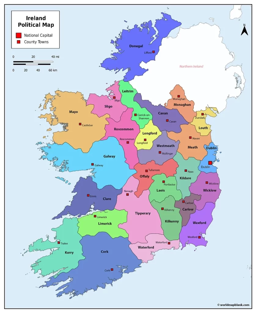 Printable Ireland Map Map Of Ireland With Counties PDF Printable Ireland Map Map Of Ireland With Counties PDF