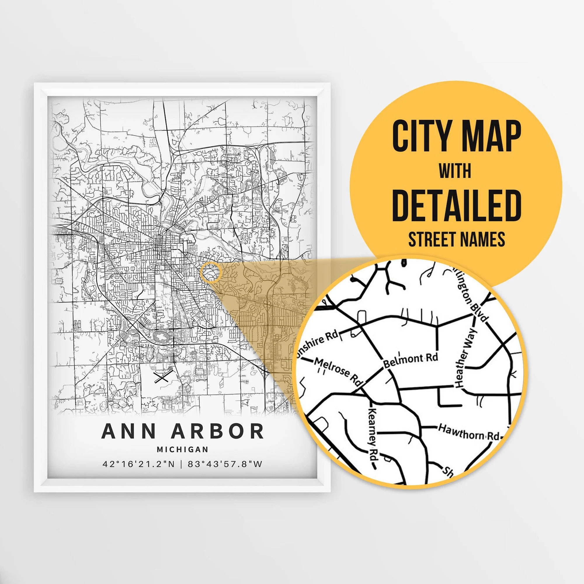 Printable Map Of Ann Arbor Printable Map Of Ann Arbor