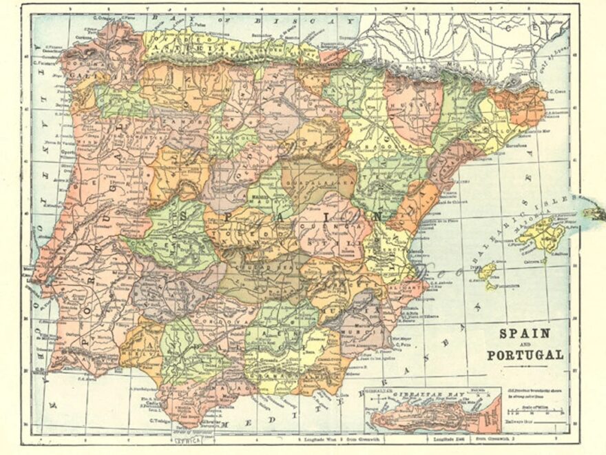 Printable Map Of Spain And Portugal Digital Download Unique Gift Home Decor Printable Collage Sheet No 161 Etsy