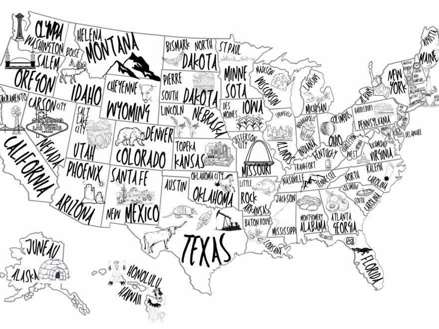 Printable Map Of The United States Mrs Merry Worksheets Library