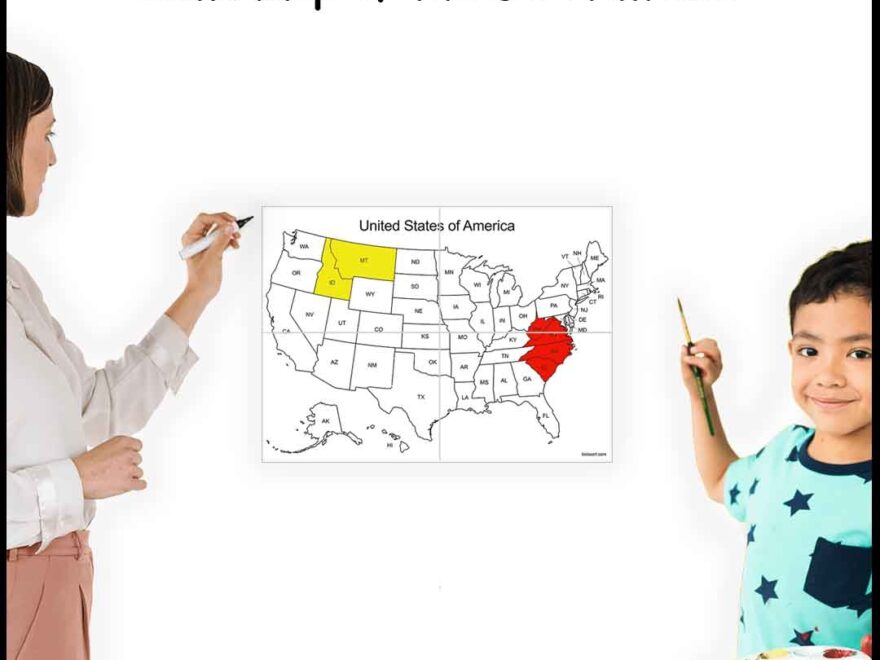Printable Map Of The United States Sizes 4 9 Or 16 Sheets Of Paper