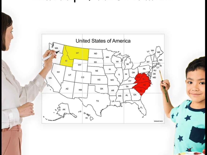 Printable Map Of The United States Sizes 4 9 Or 16 Sheets Of Paper