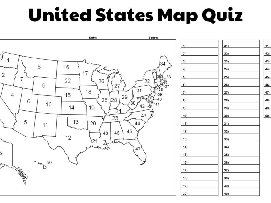 Printable Map Of The USA Worksheets Library