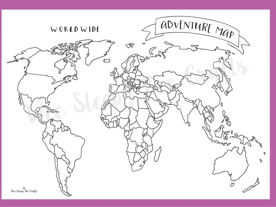 Printable Map Of The World Colouring Page Digital Download PDF Of An Adventure Scratch Map Colouring Page Achievement Map Etsy