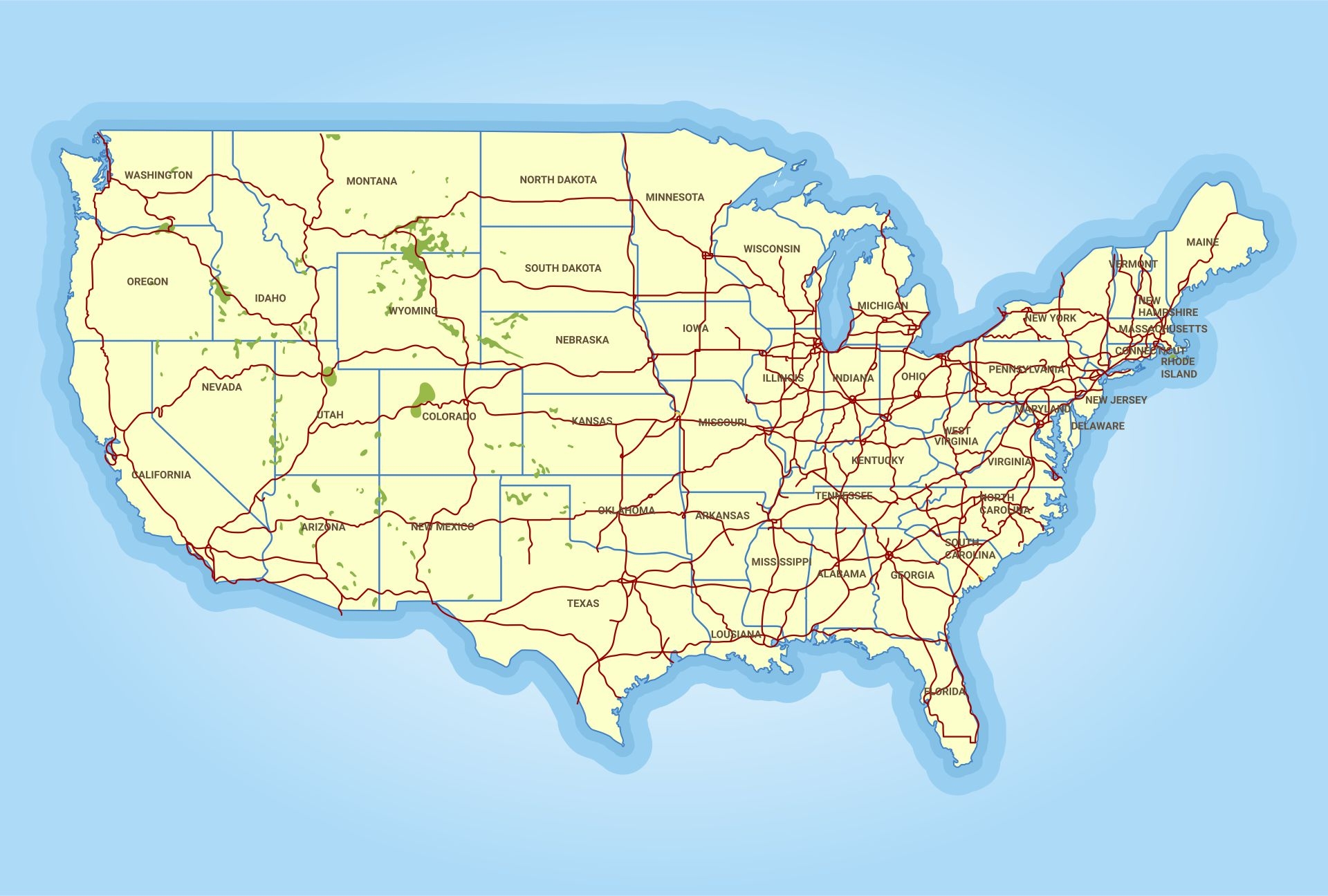 Printable Map Of Usa With Cities