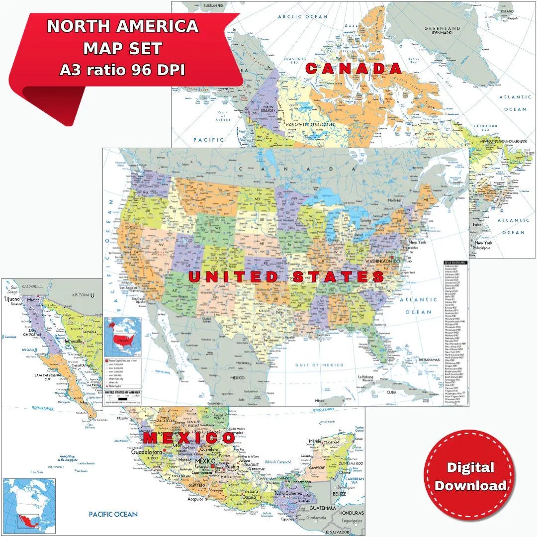 Printable A3 Us Map