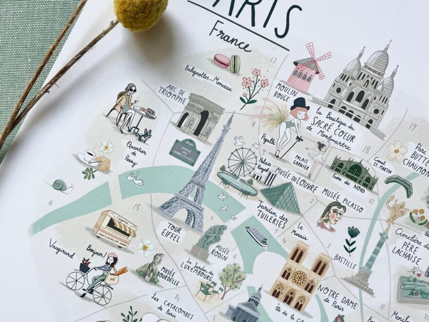 Printable Paris Illustrated Map Art Print Etsy