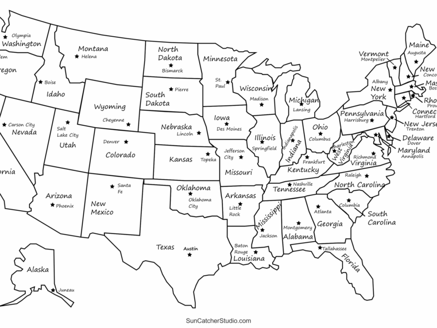 Printable US Maps With States USA United States America Free Printables Monograms Design Tools Patterns DIY Projects