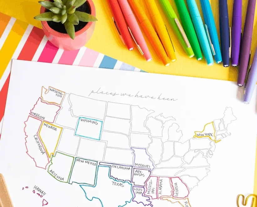 Printable USA Travel Map Carrie Elle