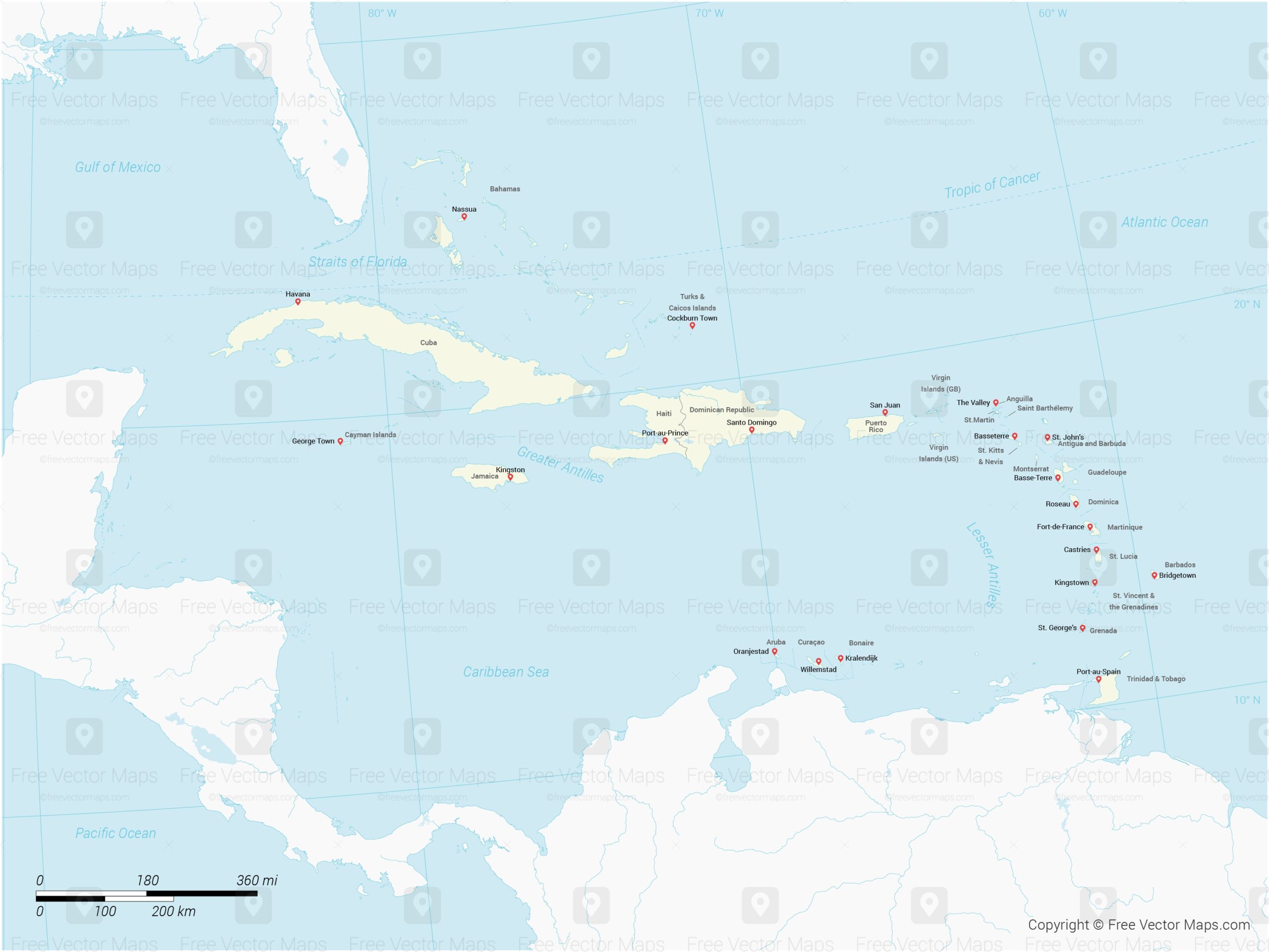 Blank Caribbean Map Printable