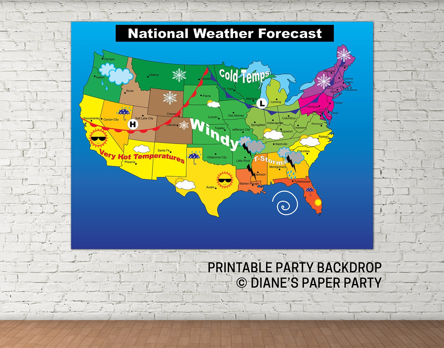 Printable Weather Map Instant Download Printable Weather Map Worksheets Library