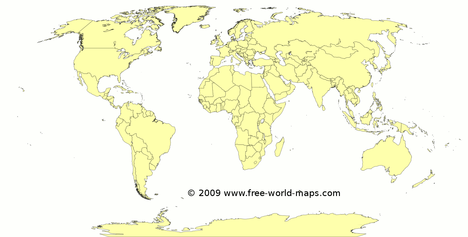 Printable Yellow white Blank Political World Map C2 Free World Maps