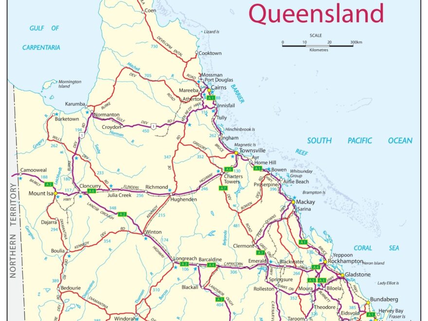 Queensland Road Map Ontheworldmap