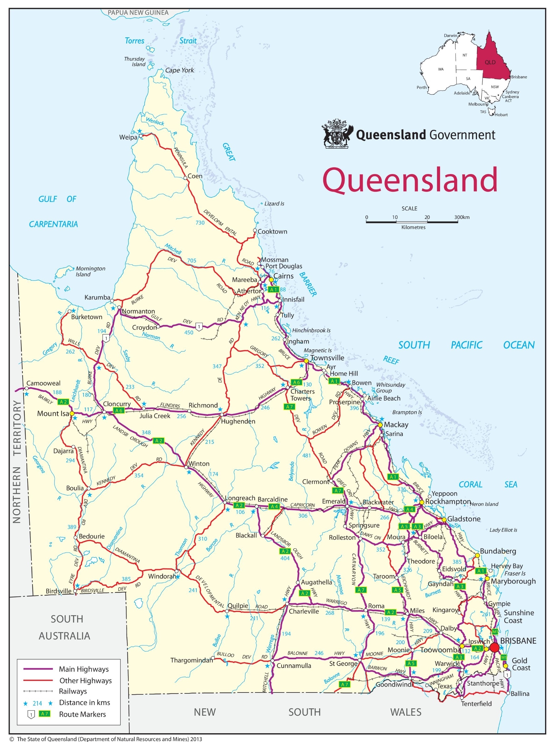Queensland Road Map Ontheworldmap