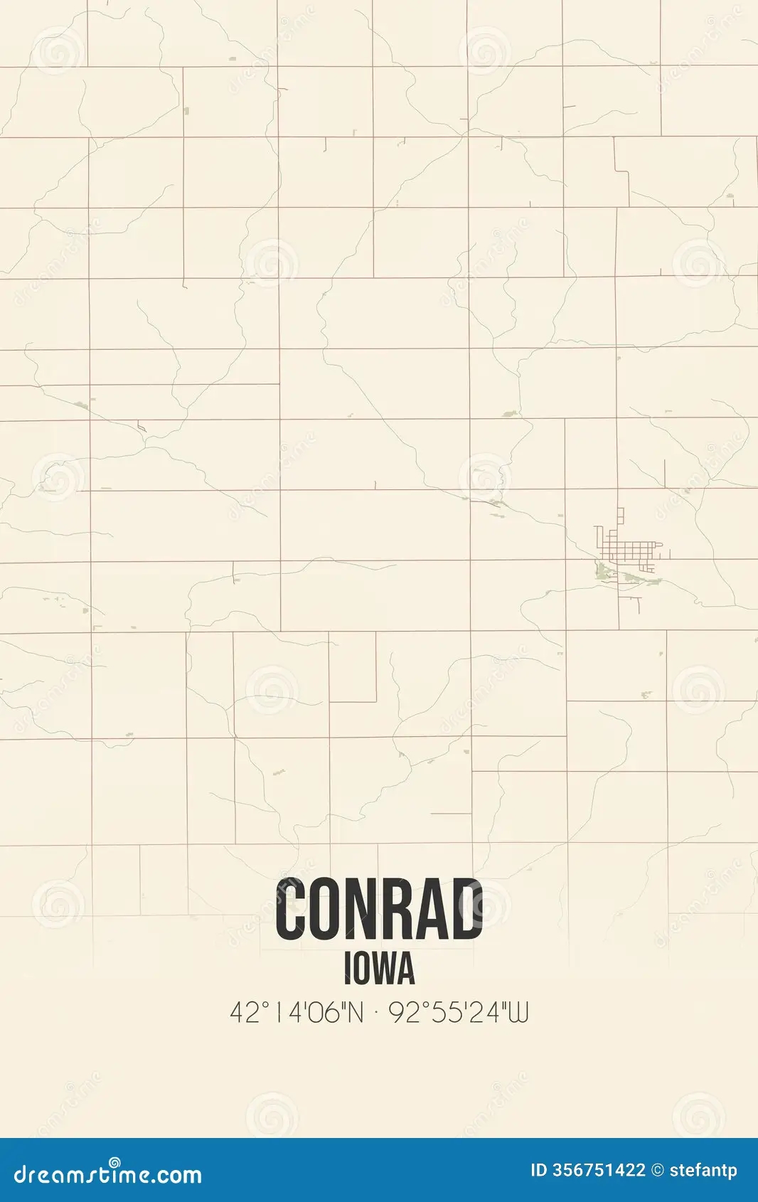 Retro US Map Of Conrad Iowa Vintage Street Map Stock Illustration Illustration Of Grundy United 356751422