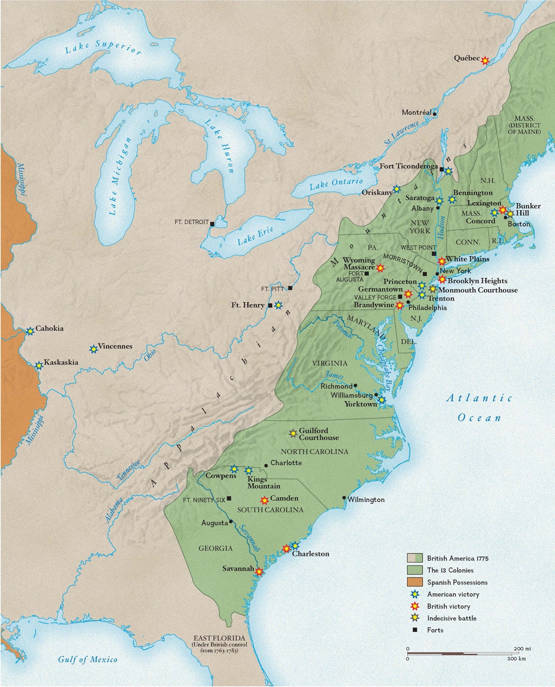 Revolutionary War Battles Blank Printable Free Map