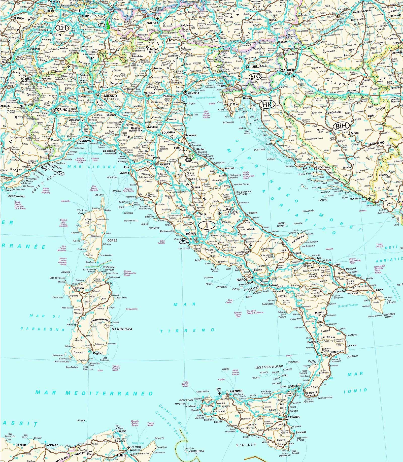 Printable Map Of Italy With Cities
