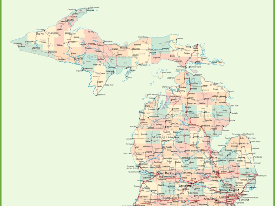 Road Map Of Michigan With Cities Ontheworldmap