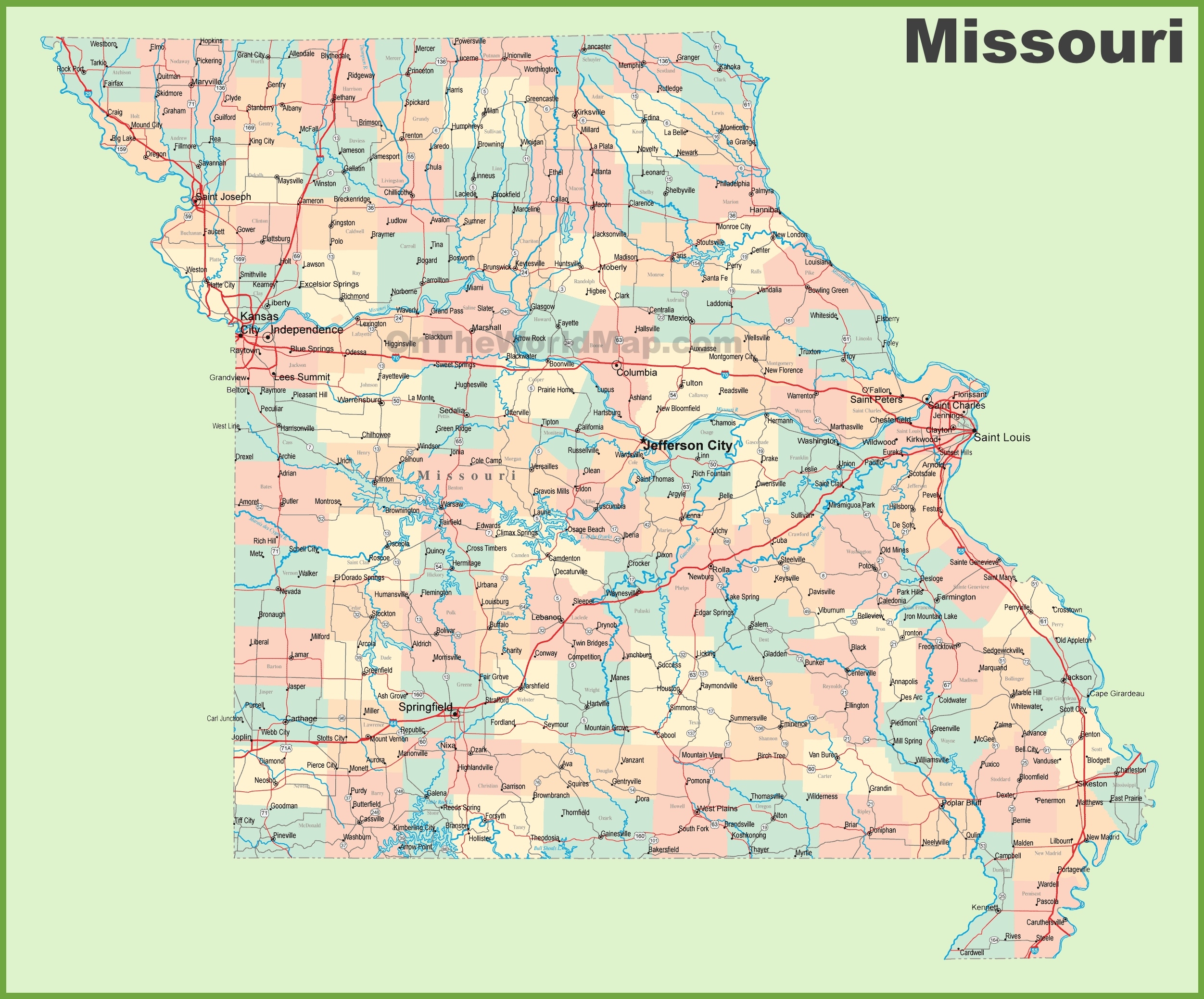 Free Printable Missouri Map