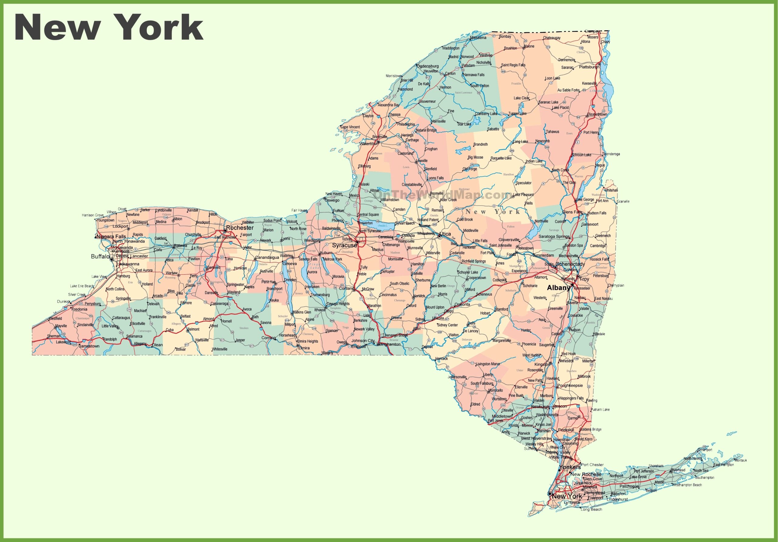 Printable Map Of New York State