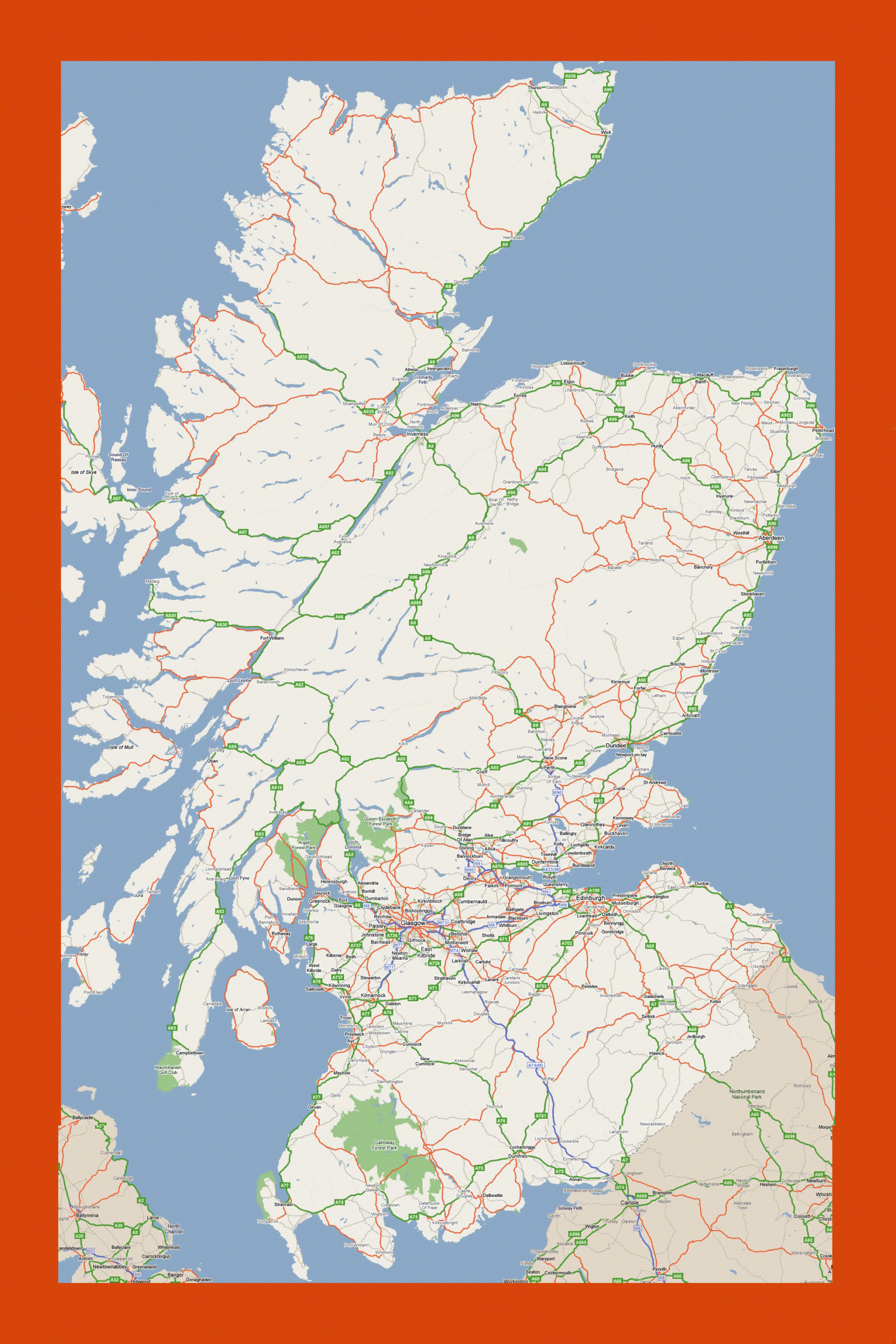 Road Map Of Scotland Maps Of Scotland Maps Of United Kingdom Maps Of Europe GIF Map Maps Of The World In GIF Format Maps Of The Whole World
