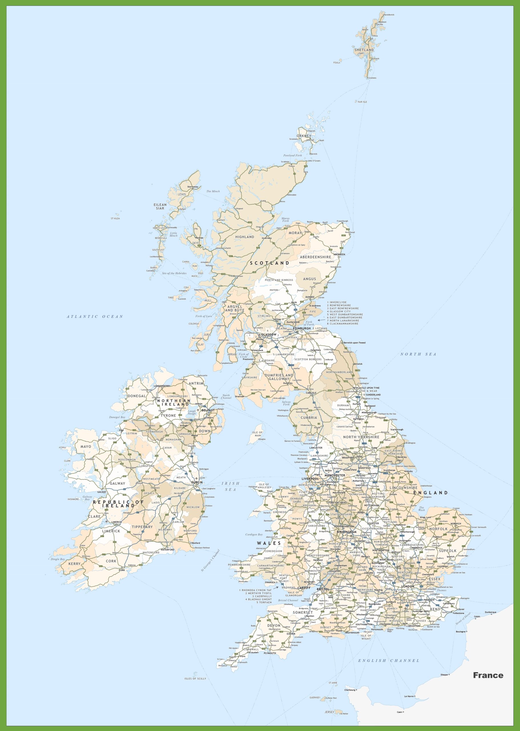 Road Map Of UK And Ireland Ontheworldmap Road Map Of UK And Ireland Ontheworldmap