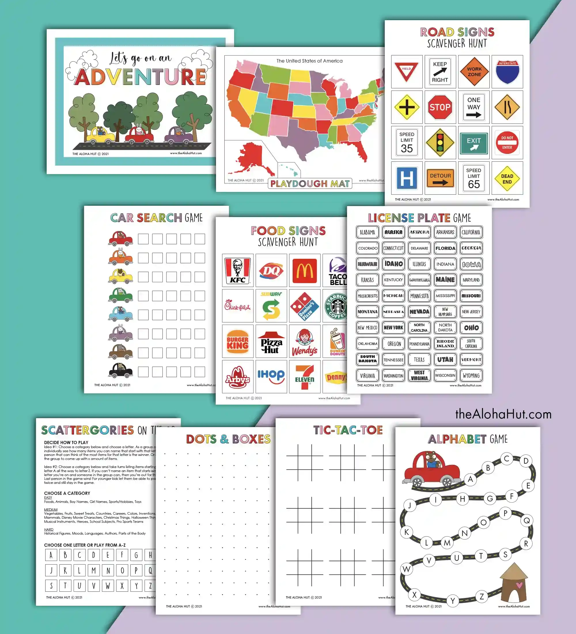 Road Trip Activities Games Kit For Kids The Aloha Hut