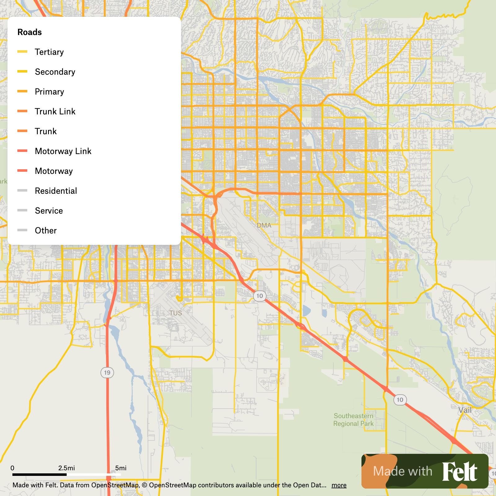 Roads In The City Of Tucson Arizona