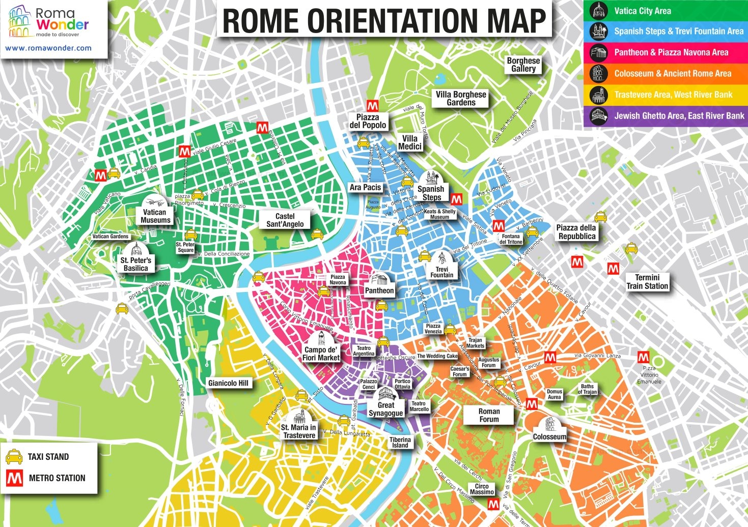 Rome Main Attractions Map Ontheworldmap