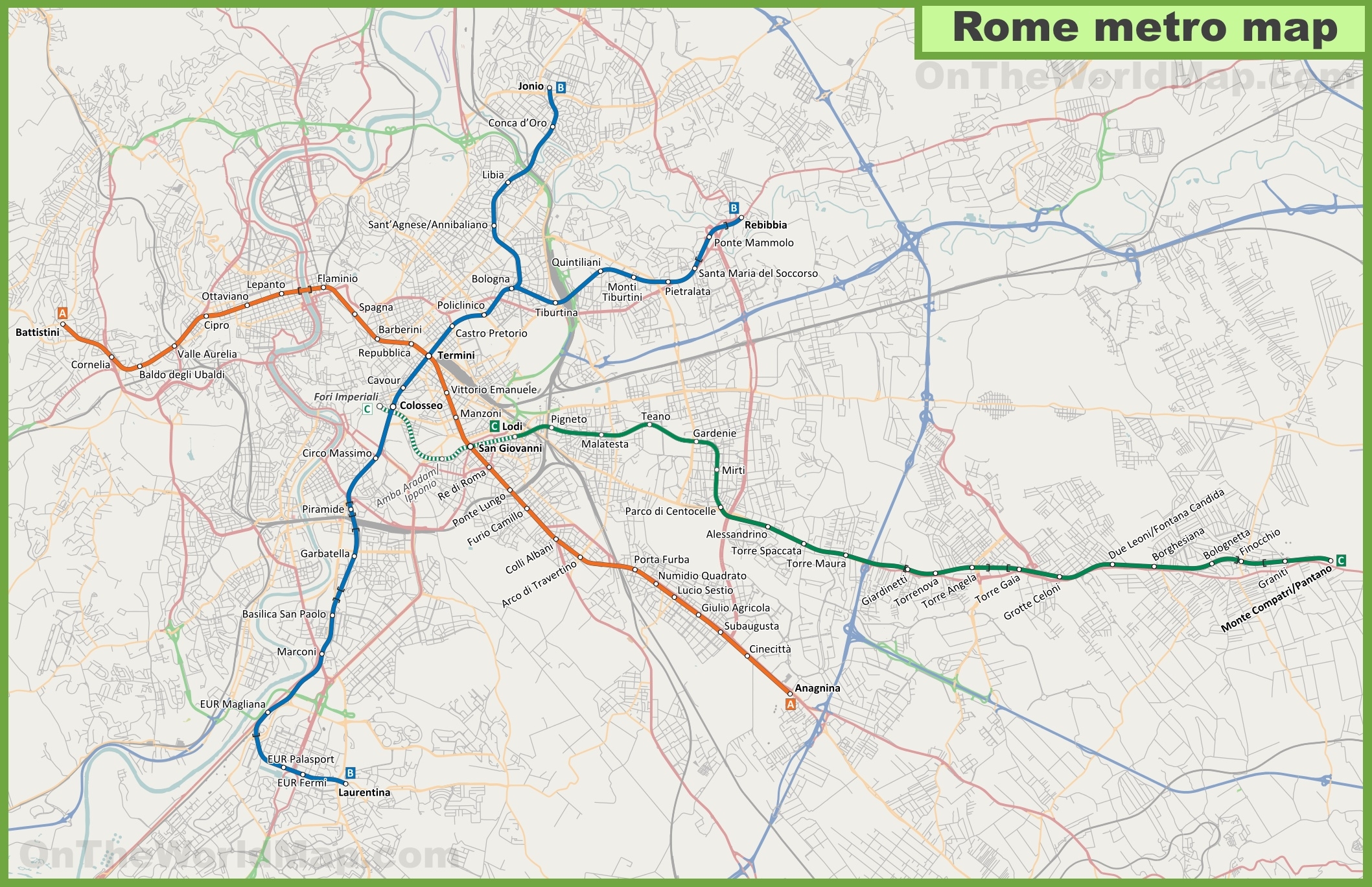 Rome Metro Map Ontheworldmap