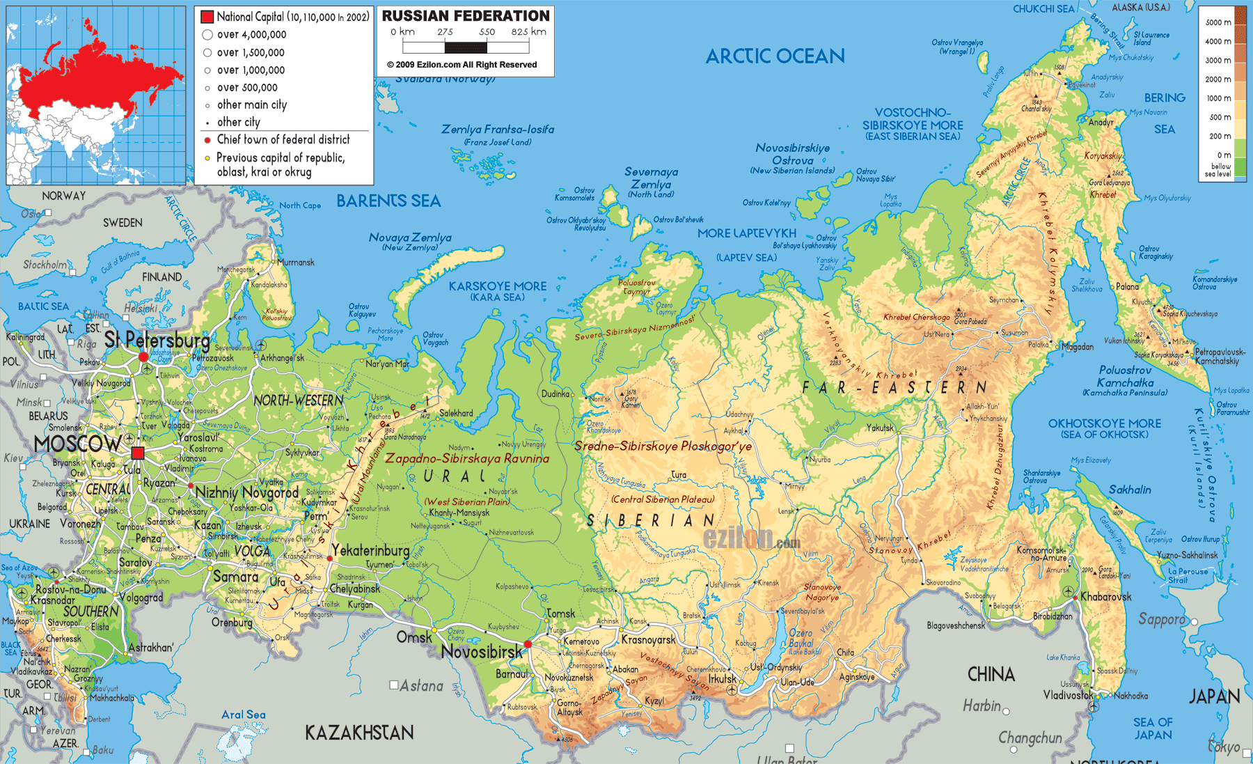 Free Printable Russian Map