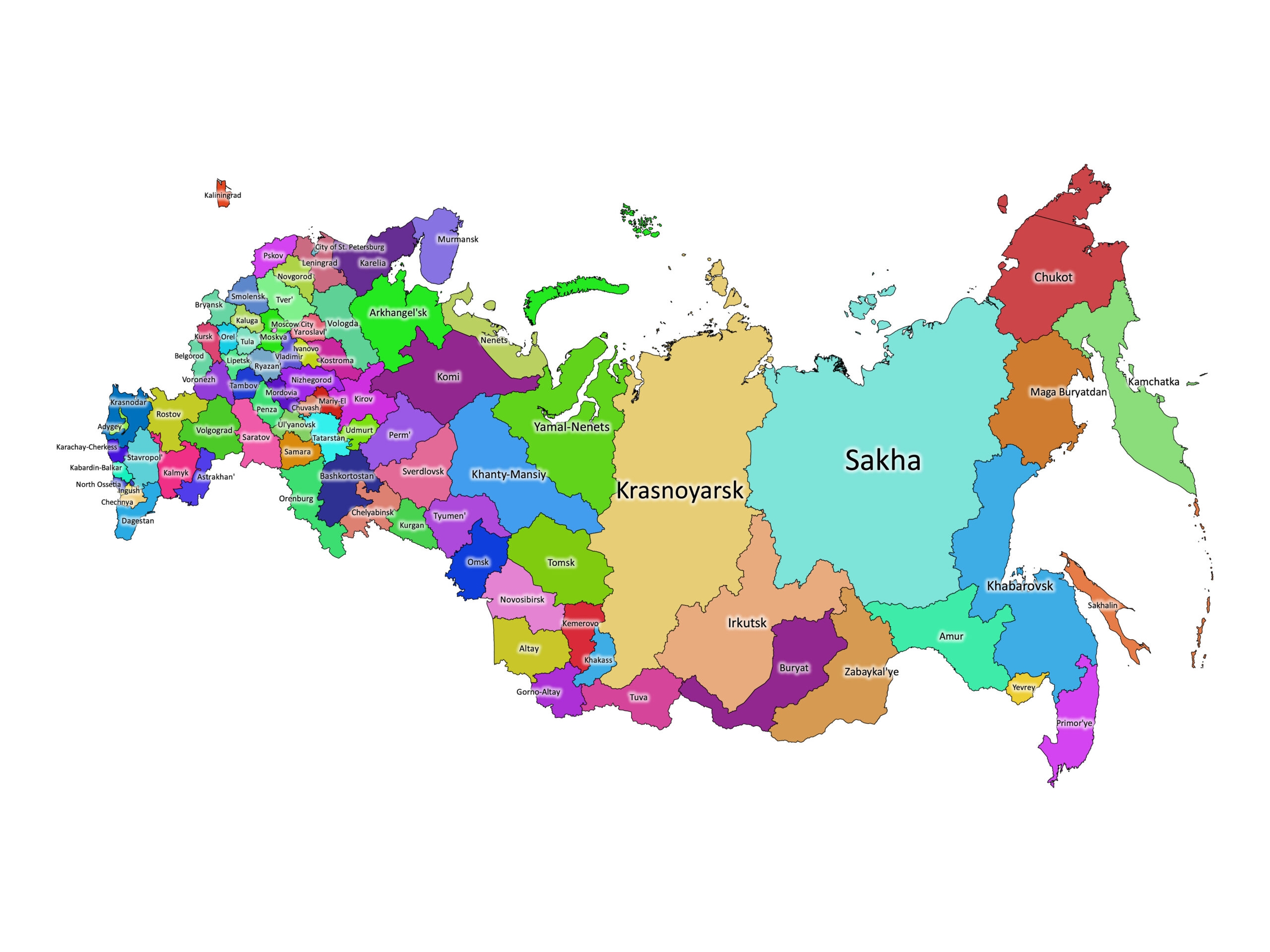 Russia! Free Labeled Printable Map