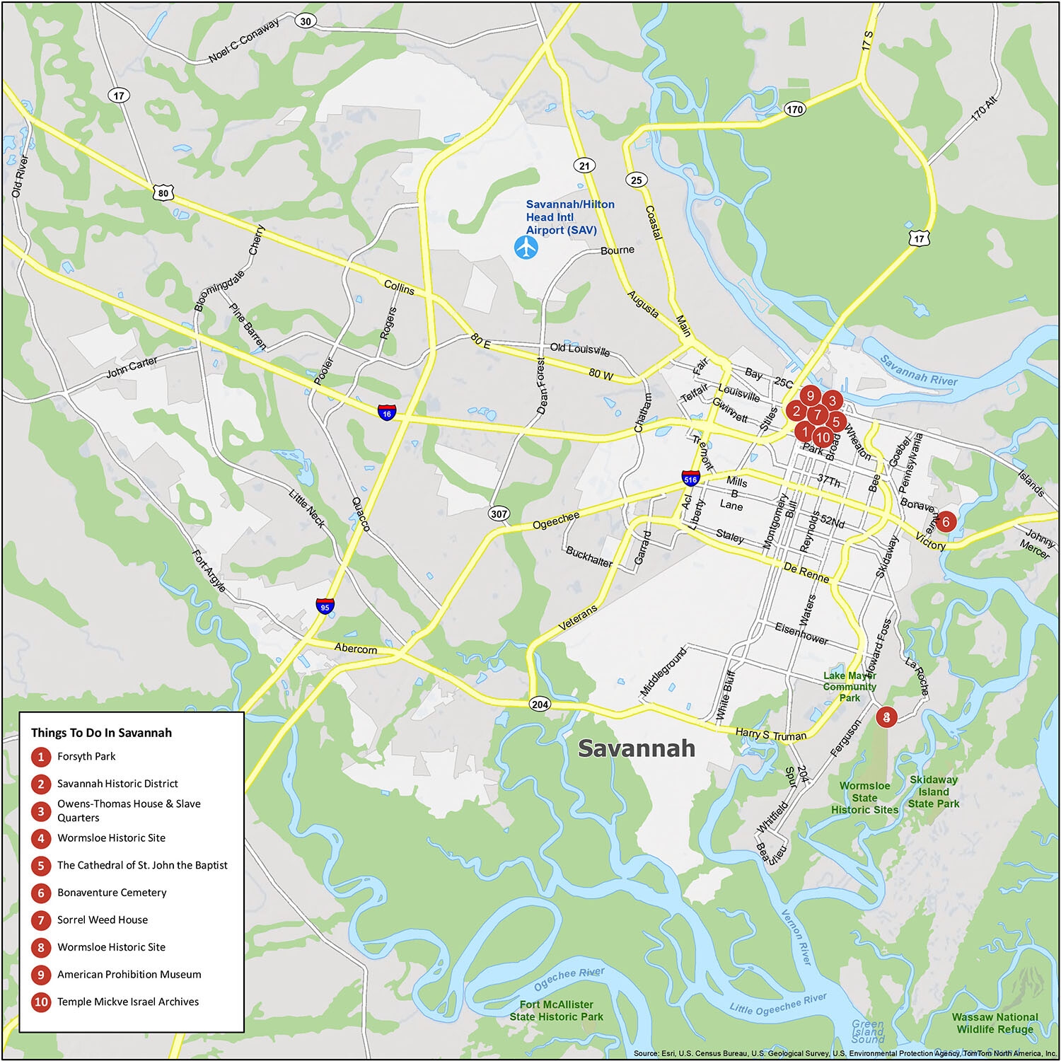 Printable Map Of Savannah