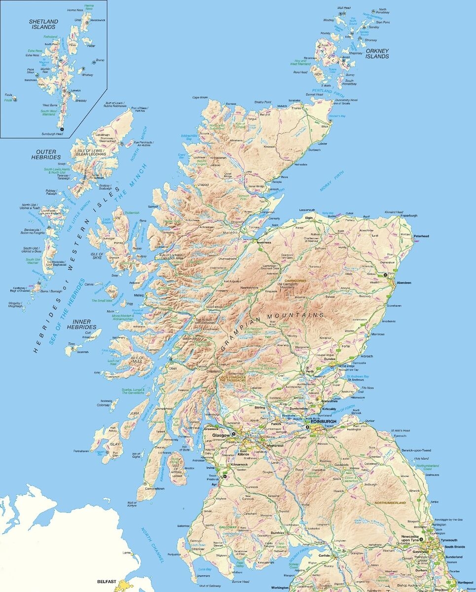 A3 Printable Map Of Scotland