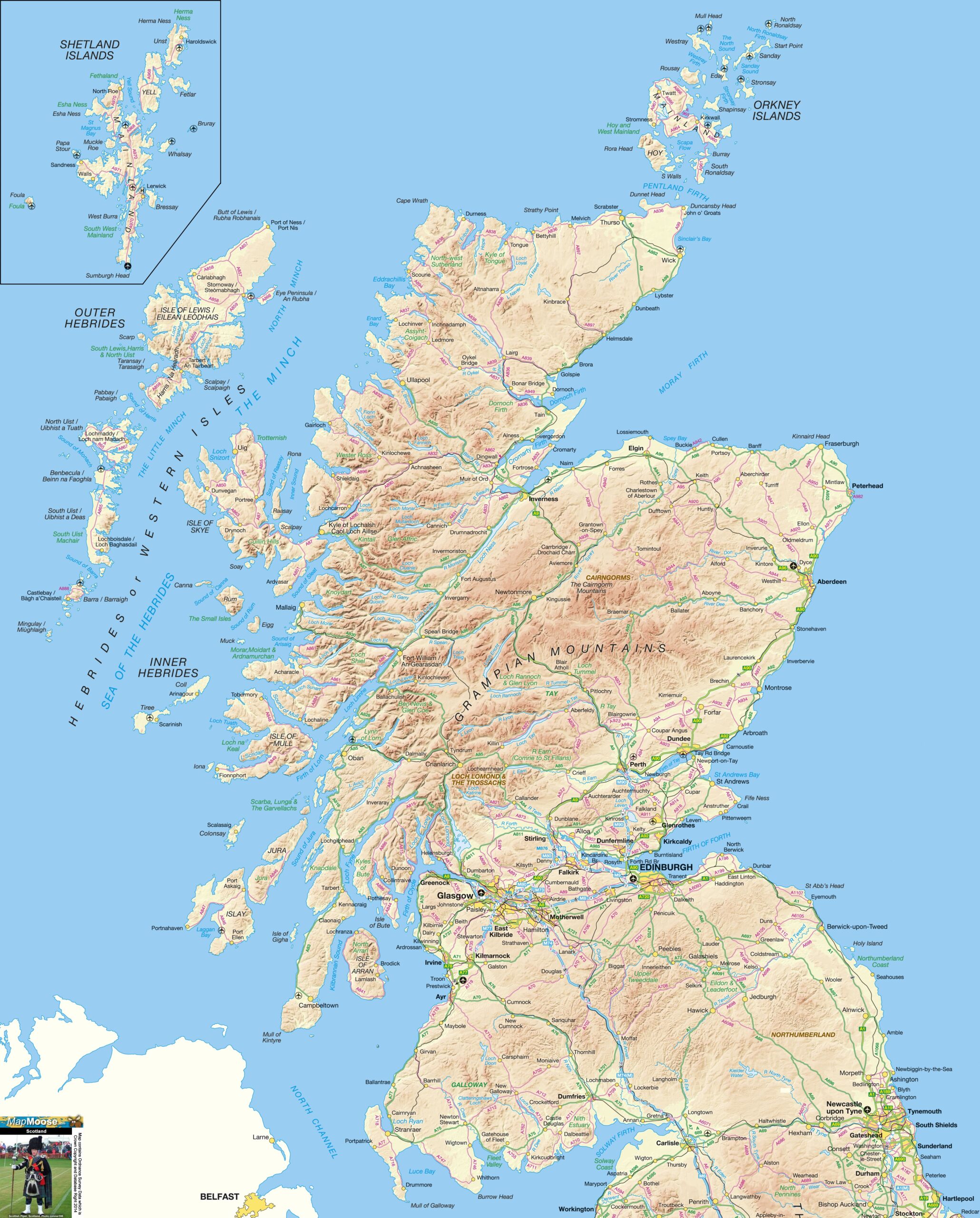 Full Page Road Map Scotland Printable