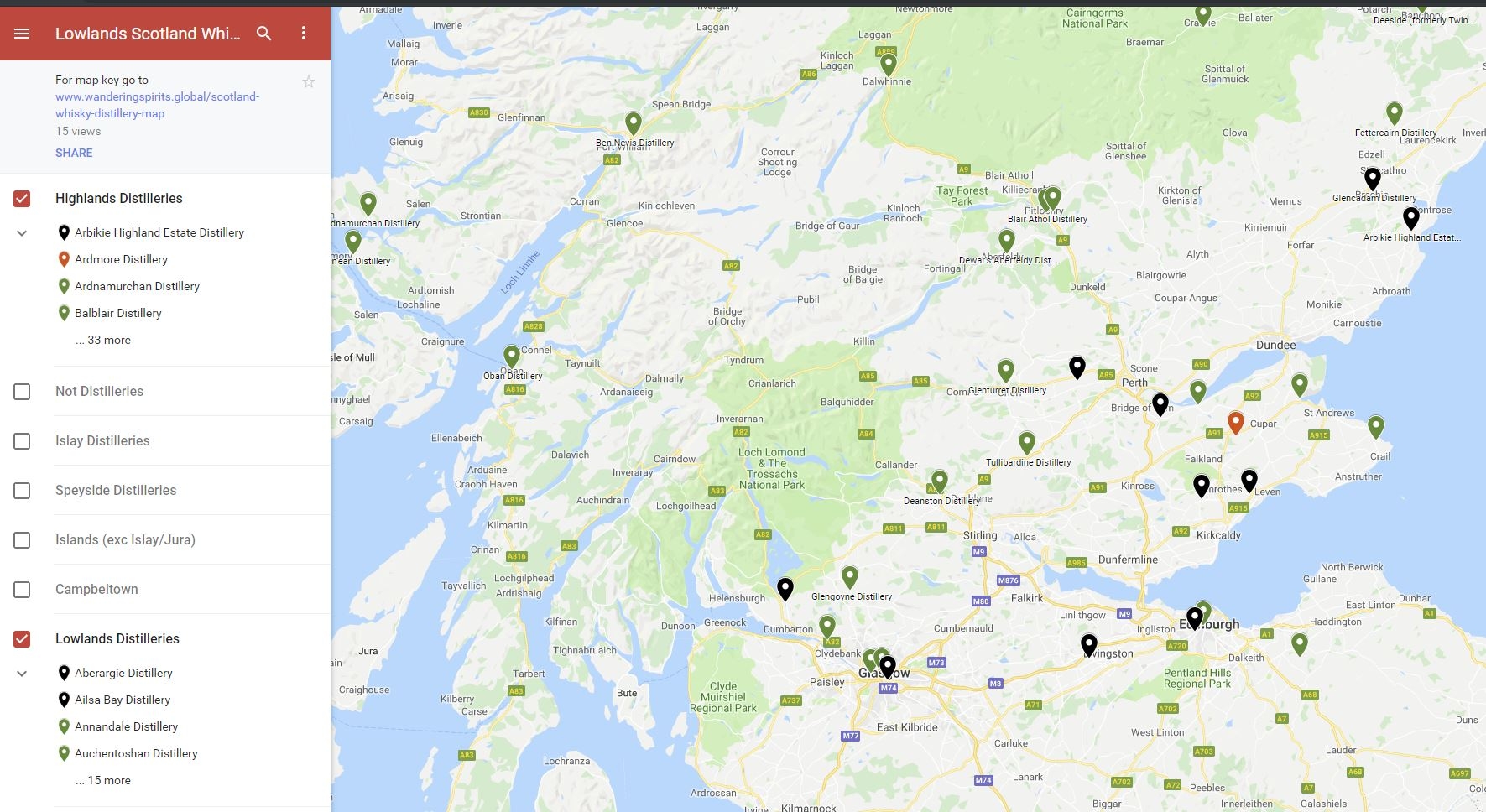 Scotland Whisky Distillery Map