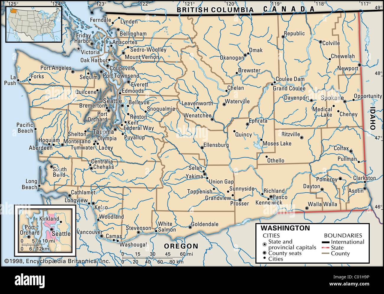 Printable Map Of Washington Stae