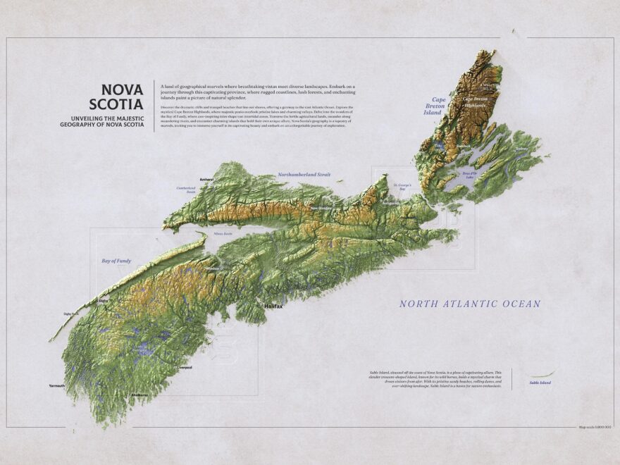 Shaded Relief Map Of Nova Scotia R NovaScotia
