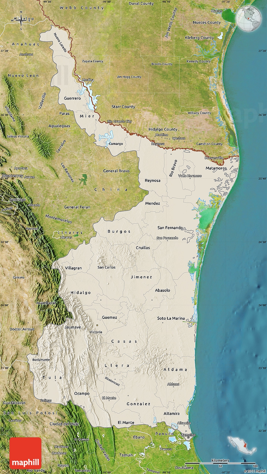 Printable Topografic Map Of South Tamaulipas