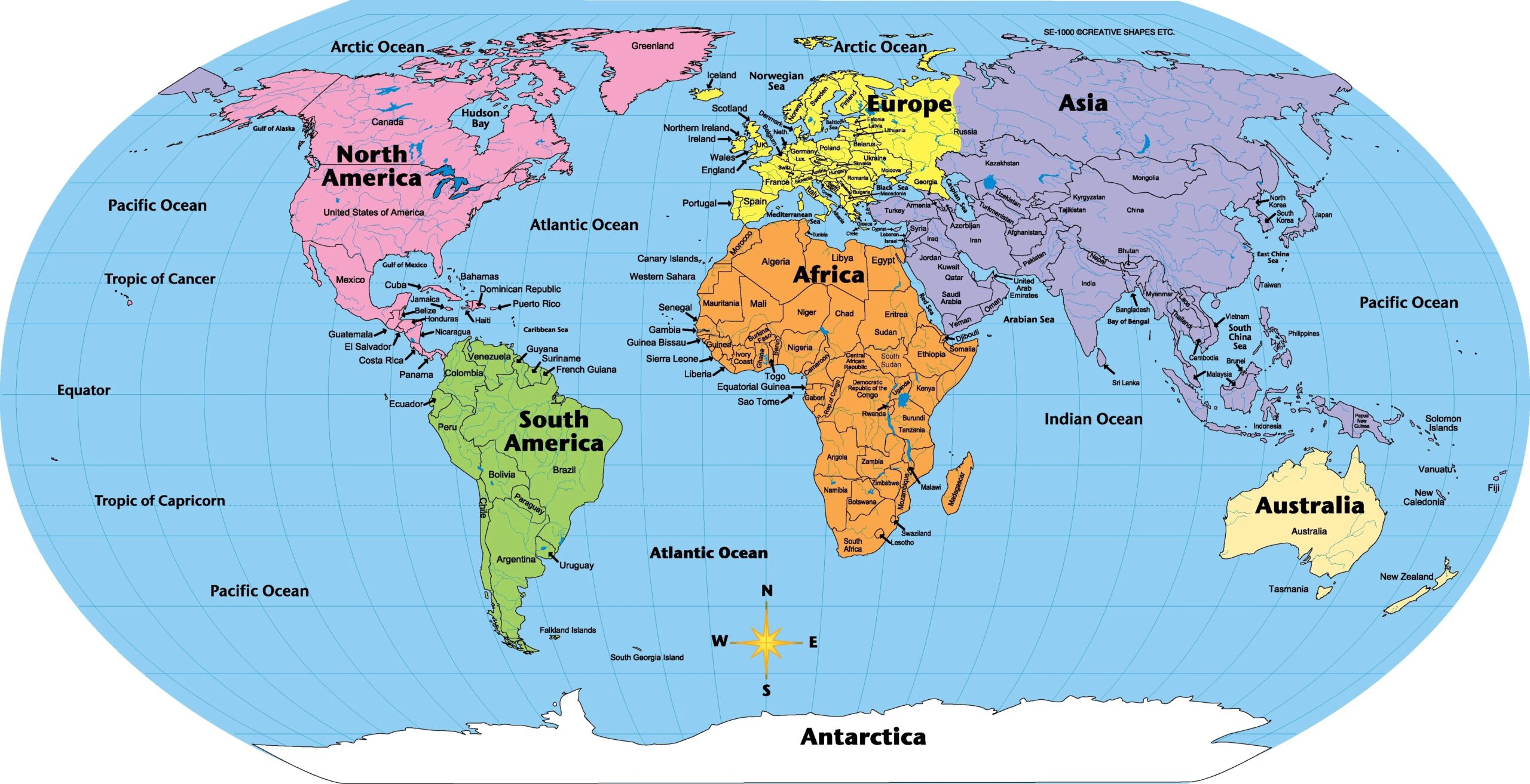 SHAPES ETC Labeled World Practice Maps Walmart