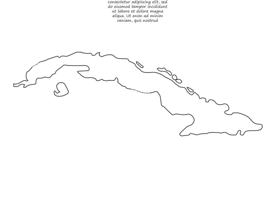 Simple Outline Map Of Cuba Vector Silhouette In Sketch Line Style Stock Vector Image Art Alamy