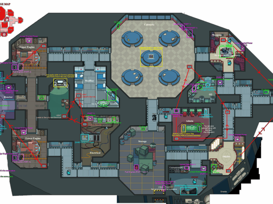 Skeld Map Guide R AmongUs