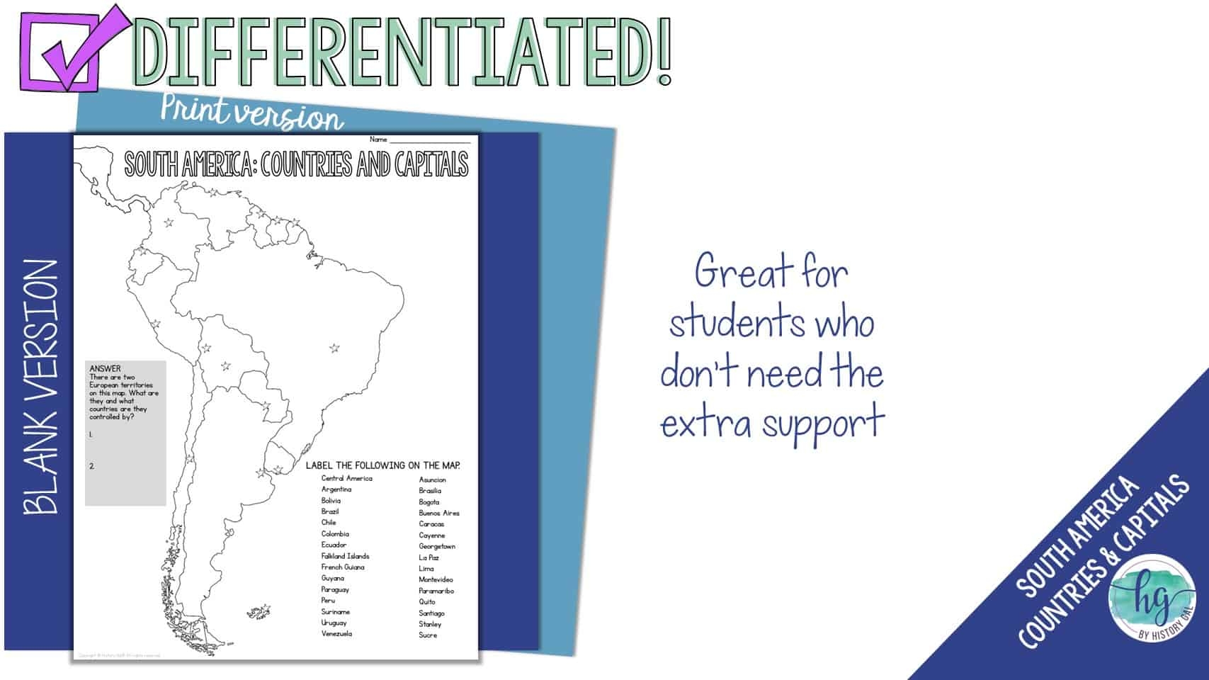 South America Map Quiz Printable